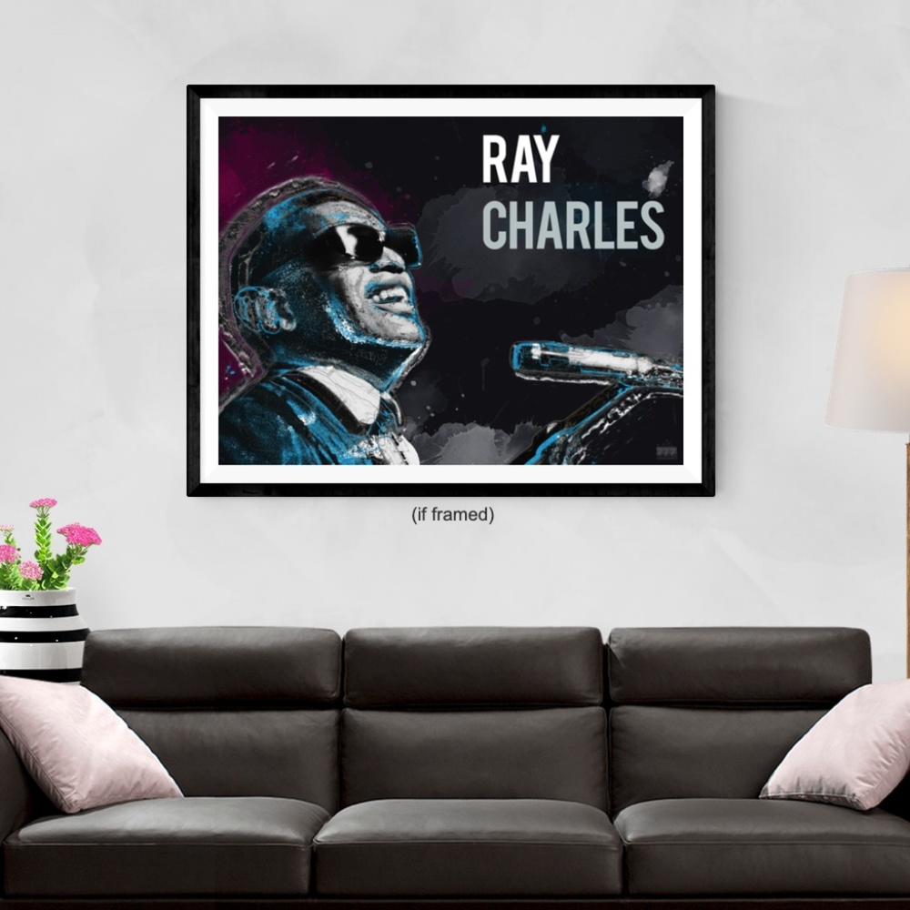 Ray Charles Poster Music Art Print (24x18)
